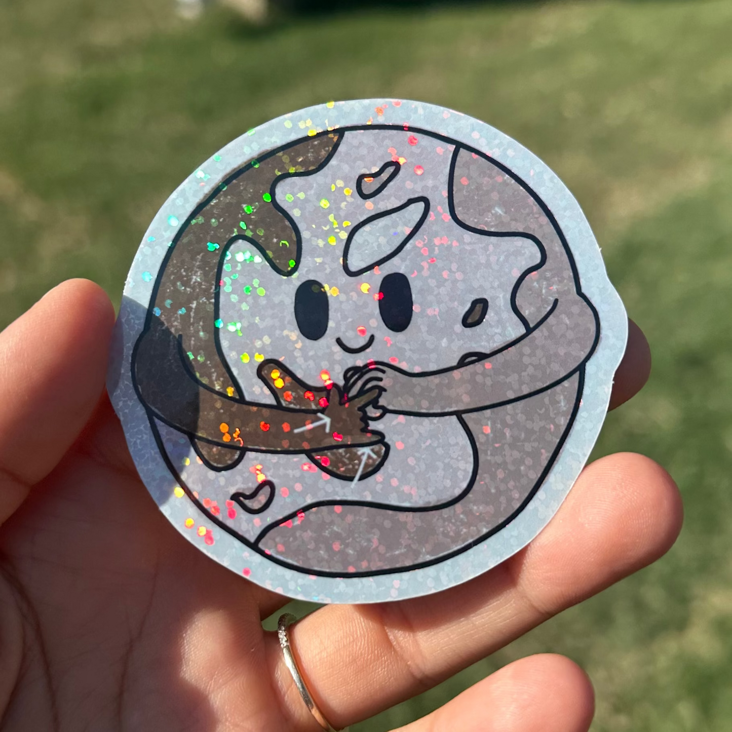 Pluto in ASL Glitter Sticker