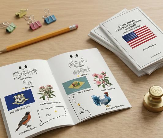 50 ASL States: State Flags & Symbols Mini Book - Digital Download Only
