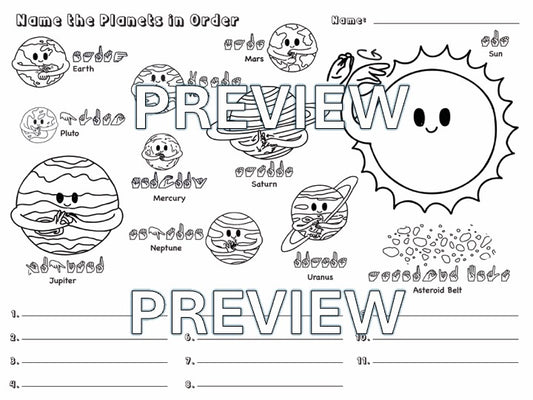 Name The Planets in Order Worksheet