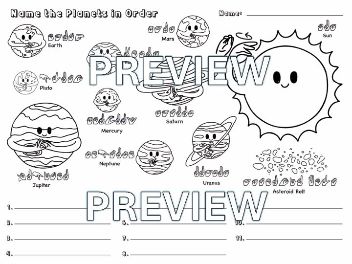 ASL Solar System Worksheets Bundle