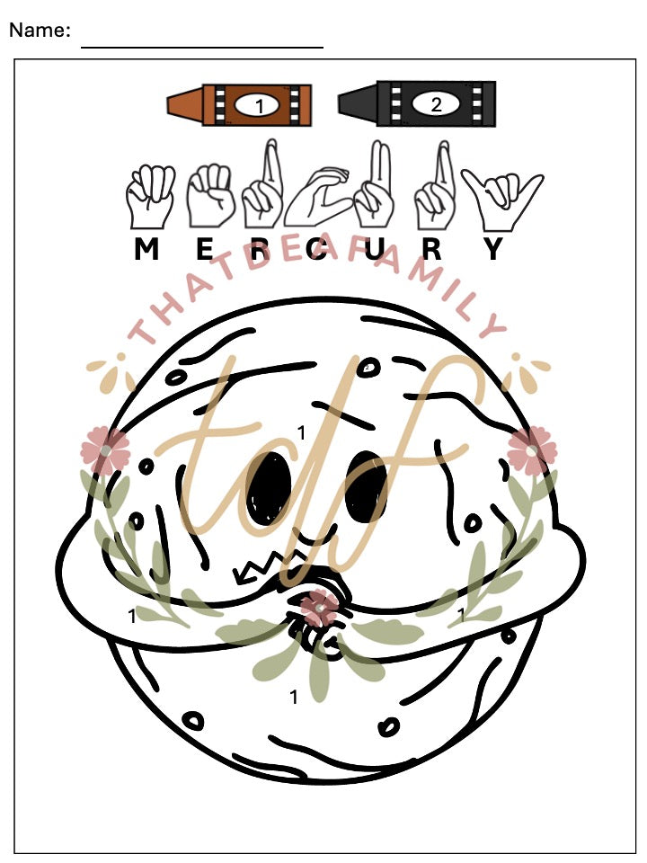 ASL Planets Color by Number (Digital Download)