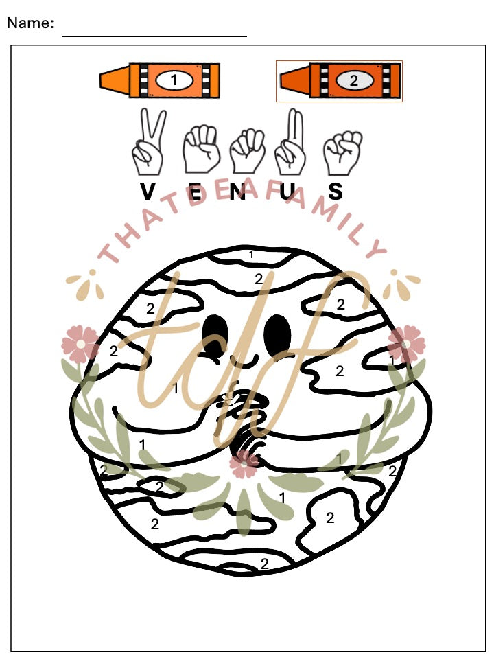 ASL Planets Color by Number (Digital Download)