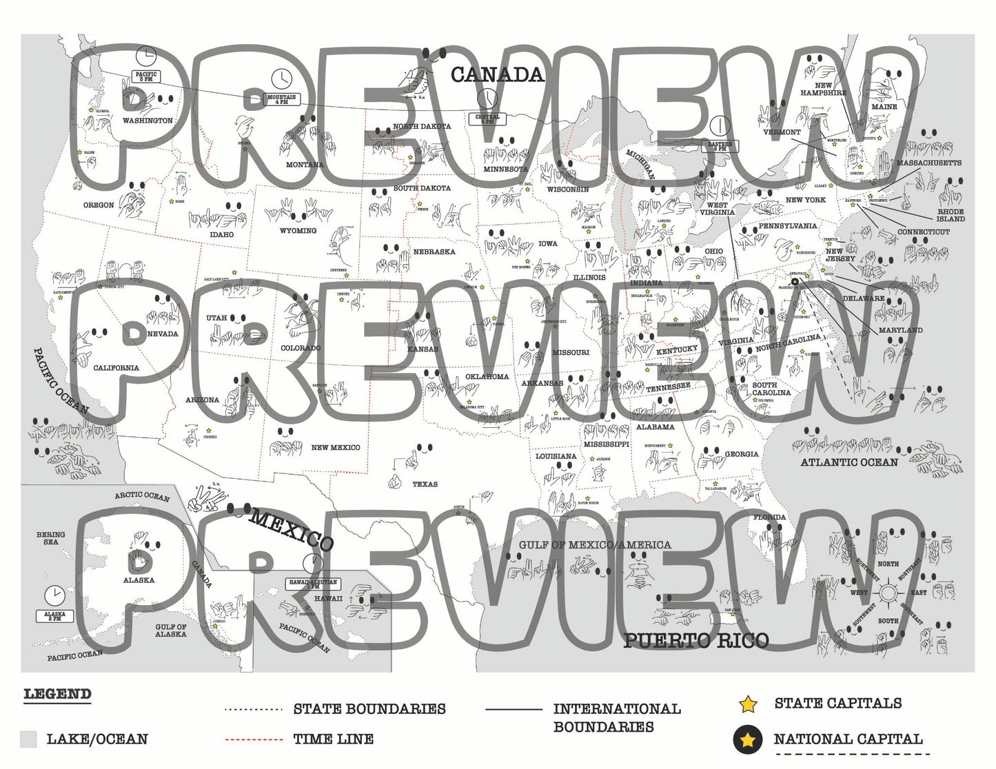 ASL U.S. Map PDF [Digital Download & Print at Home]