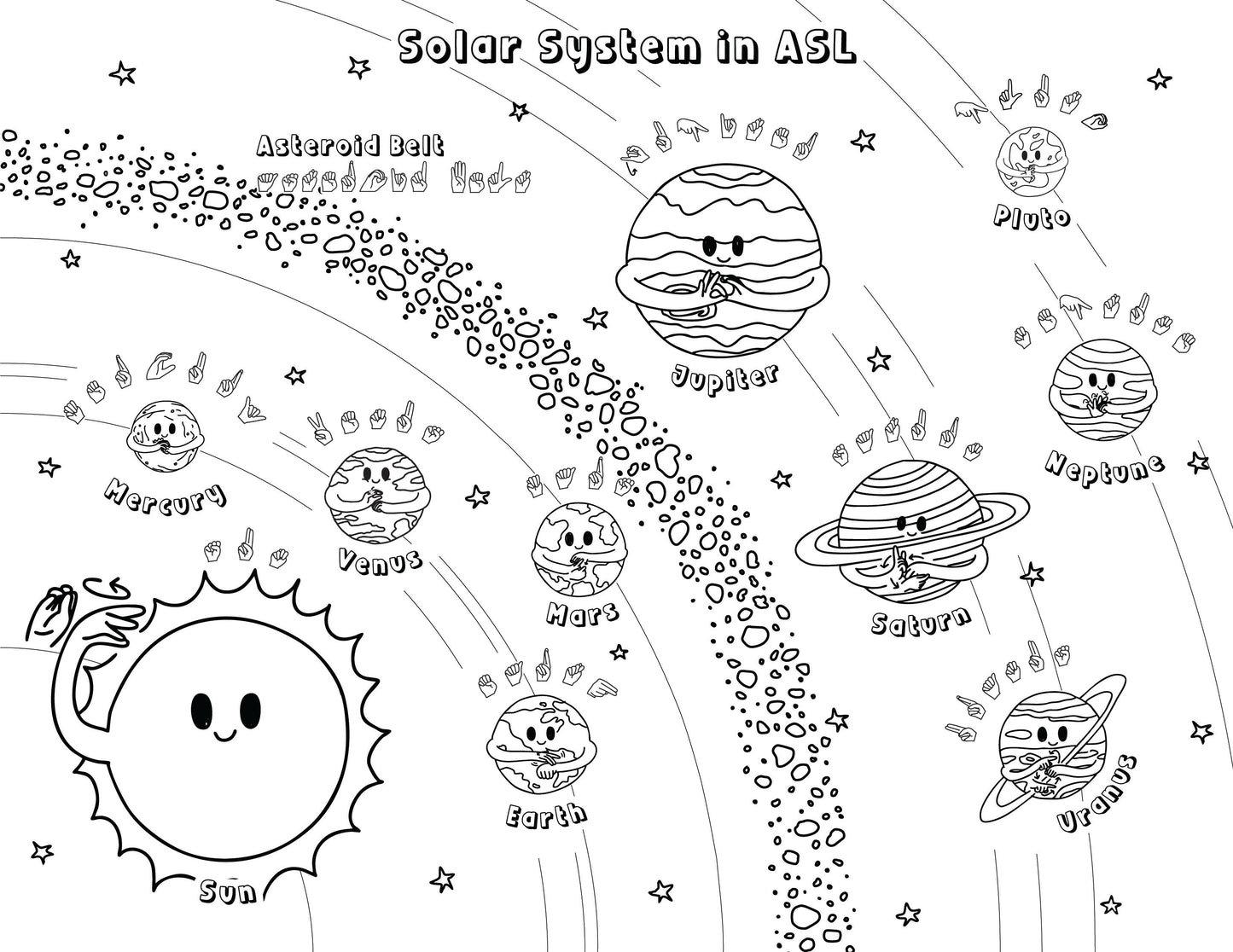 FREE - Solar System ASL Coloring Worksheet